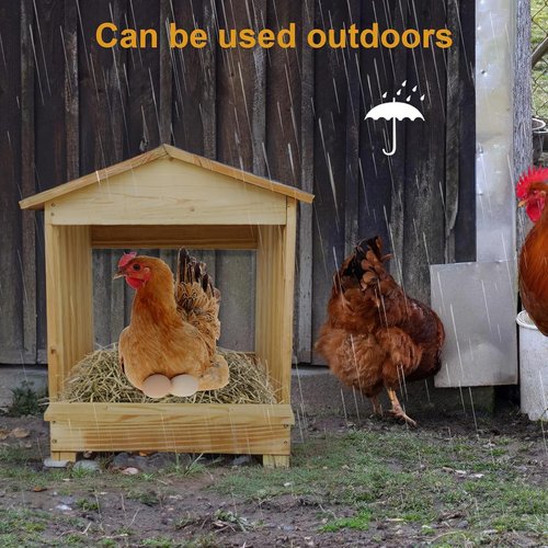 Chicken Nesting Box - 3 Compartment Wall Mount Wooden Egg Laying Nest for Hens & Ducks