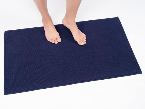 Cotton Paradise 100% Cotton Bath Mat - Non-Slip, Soft, Absorbent, Quick Dry | 17x24 Inch, Navy Blue
