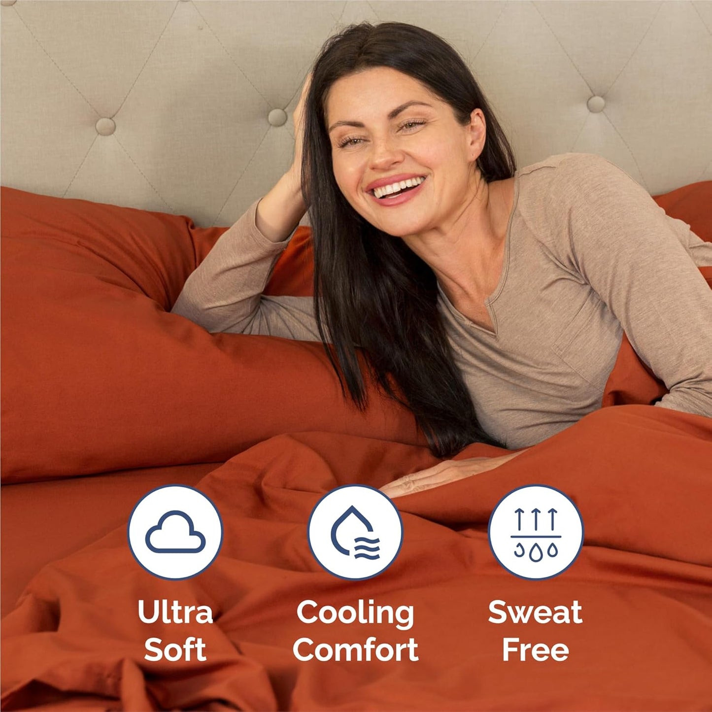 Split King Size 5-Piece Sheet Set | Comfy Cooling Bed Sheets - Hotel Luxury Bedding - Deep Pockets, Wrinkle-Free - Oeko-Tex Certified - Terracotta