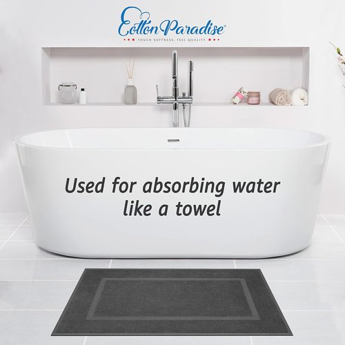 Cotton Paradise 100% Cotton Bath Mats - Soft, Absorbent, Quick-Dry | Set of 2, Dark Gray, 20x34 Inches
