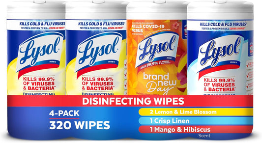 Lysol Disinfecting Wipes Bundle - All-Purpose Multi-Surface Cleaner | 80 Count (4 Pack)