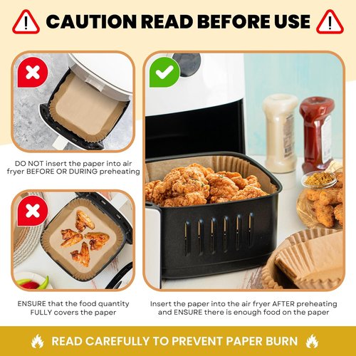 Air Fryer Liners | 125 Pack 8" Unbleached Non-Stick Parchment Paper for 5-8 QT Baskets