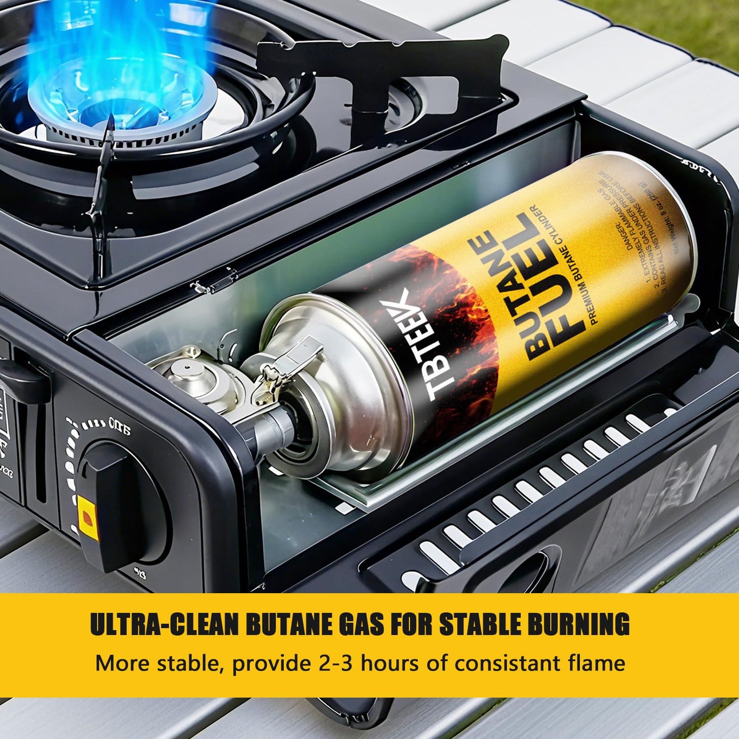 TBTeek Butane Fuel Canister, Butane Gas 8 oz, Premium Pure Refined Butane Gas Refill for Kitchen Torch Head, Camping Stove, Outdoor Cooking, Grilling & Emergency Use