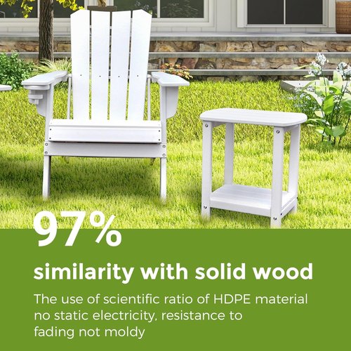 Adirondack Outdoor Side Table - 2-Tier HDPE Storage for Patio, Pool, Garden & Lawn