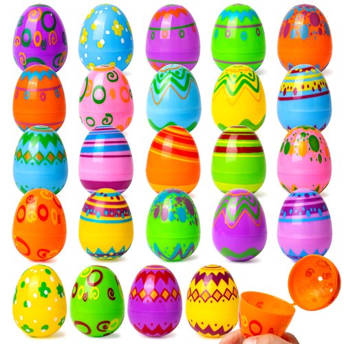 JOYIN 144 Pcs Plastic Printed Bright Easter Eggs 2.3" Tall for Easter Hunt, Basket Stuffers Fillers, Classroom Prize Supplies, Filling Treats and Party Favor