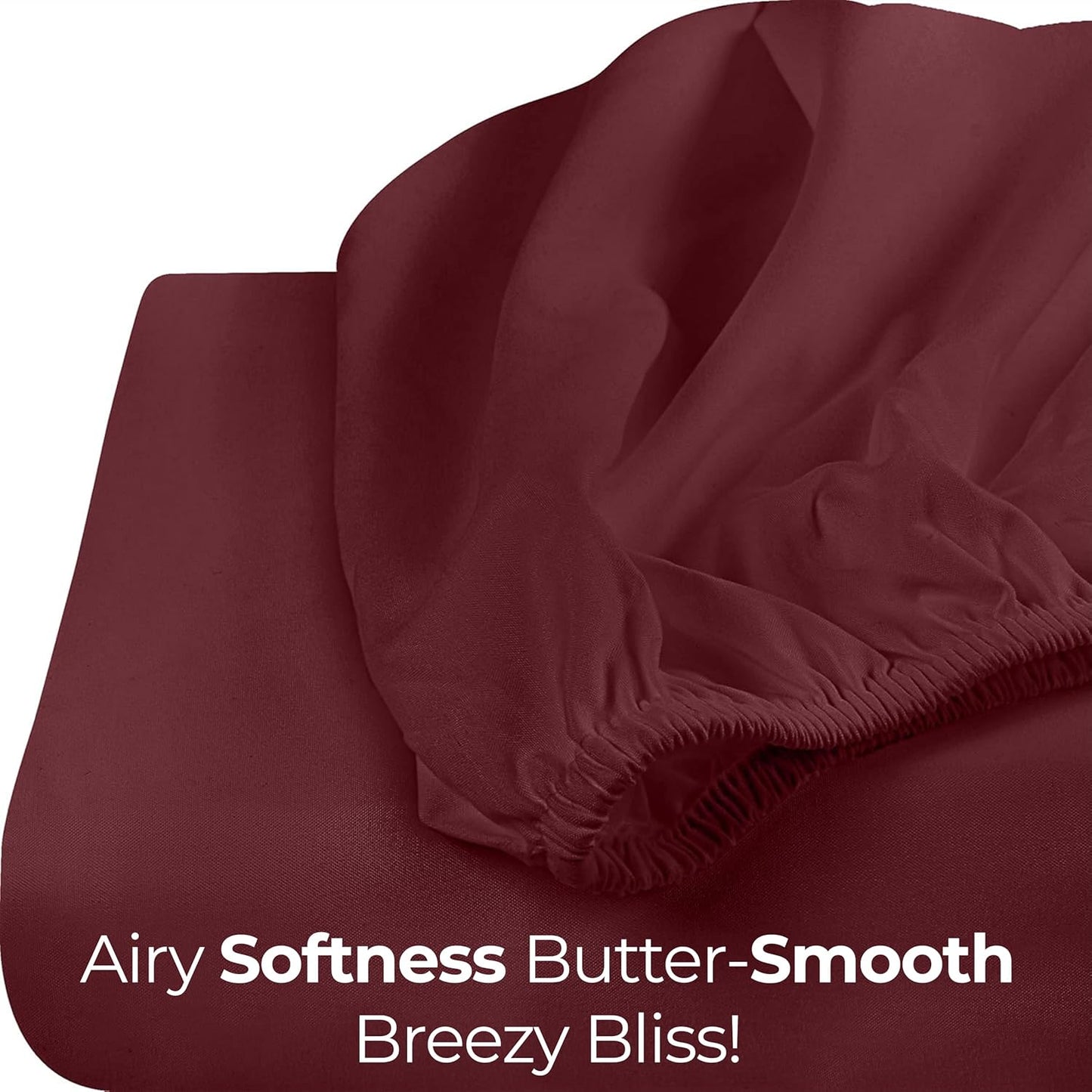 Utopia Bedding Queen Fitted Sheet - Deep Pocket Microfiber - Soft & Fade Resistant - Red Burgundy