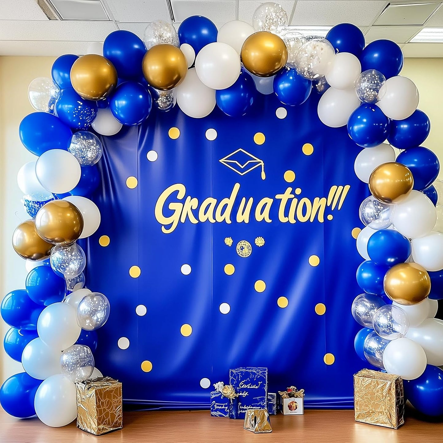 RUBFAC Royal Blue Balloon Arch Kit - 129-Piece Set with Various Sizes for Graduation, Birthday, and Baby Shower Decor