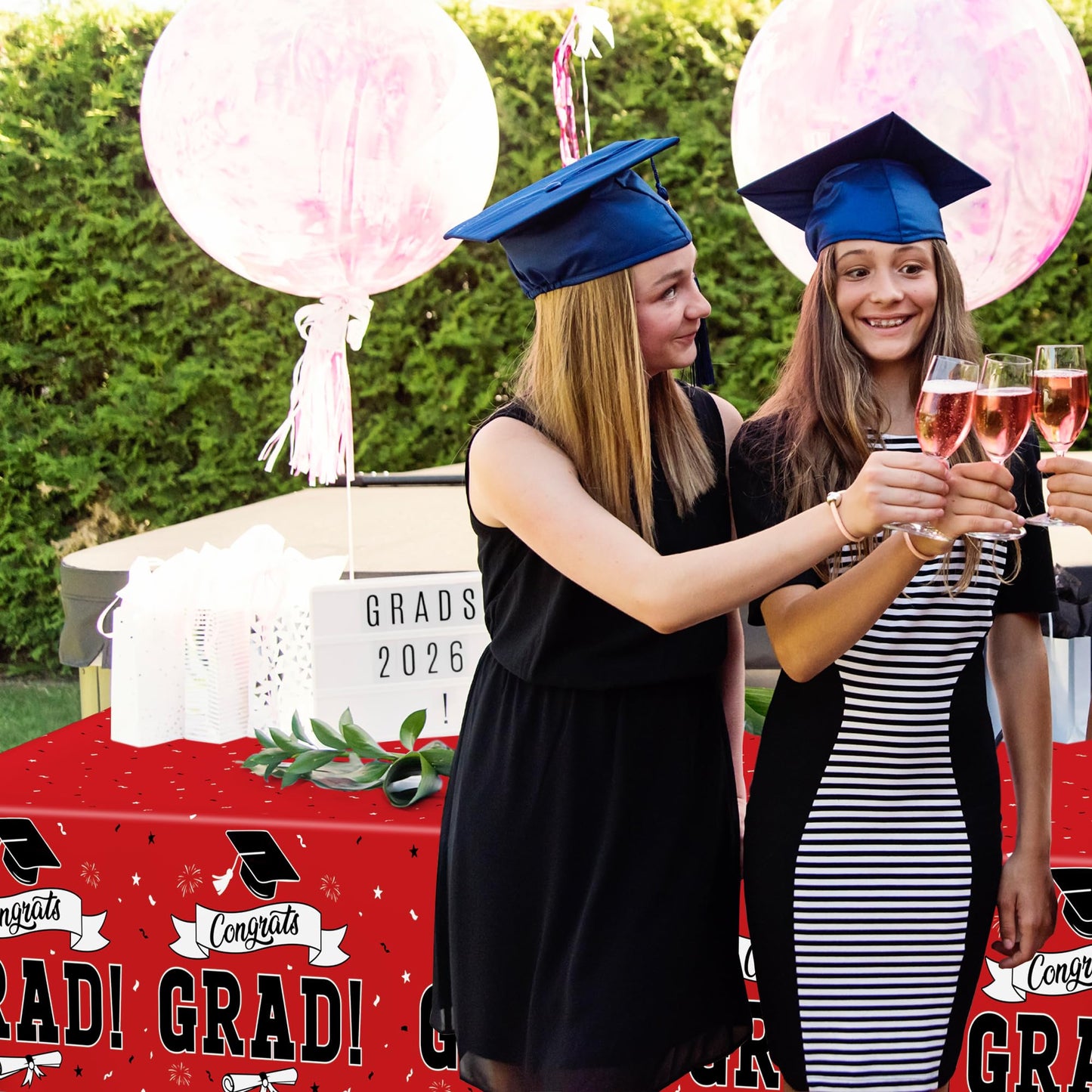 QZYL 2 PCS Graduation Tablecloth, 108" X 54" Red Graduation Table Decorations 2026, Disposable Plastic Tablecover for Grad Decor Party Supplies, Rectangle Table Cloths for Class 2026 Congrats Grad