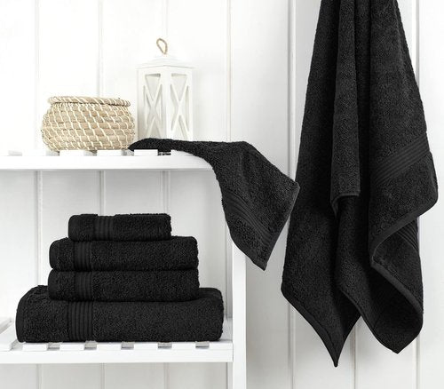 Cotton Paradise 6-Piece Towel Set - 100% Soft Absorbent Turkish Towels | Black Bath Towels, Hand Towels & Washcloths