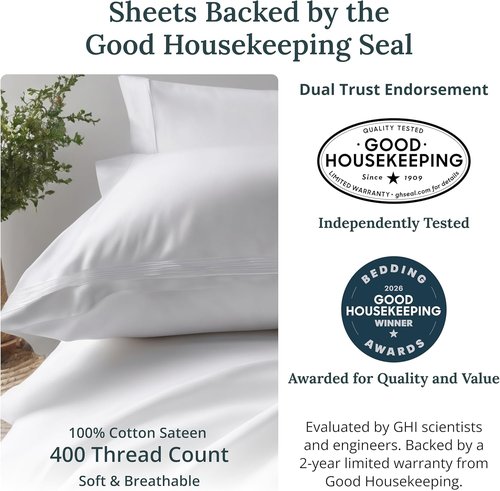California Design Den Queen Sheet Set - 100% Cotton, 400 Thread Count, Silky Smooth Sateen, Deep Pockets - Grey