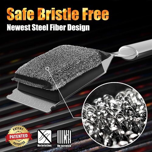 GRILLART Grill Brush - Bristle-Free BBQ Cleaner with Replaceable Head | Safe for Outdoor Grills