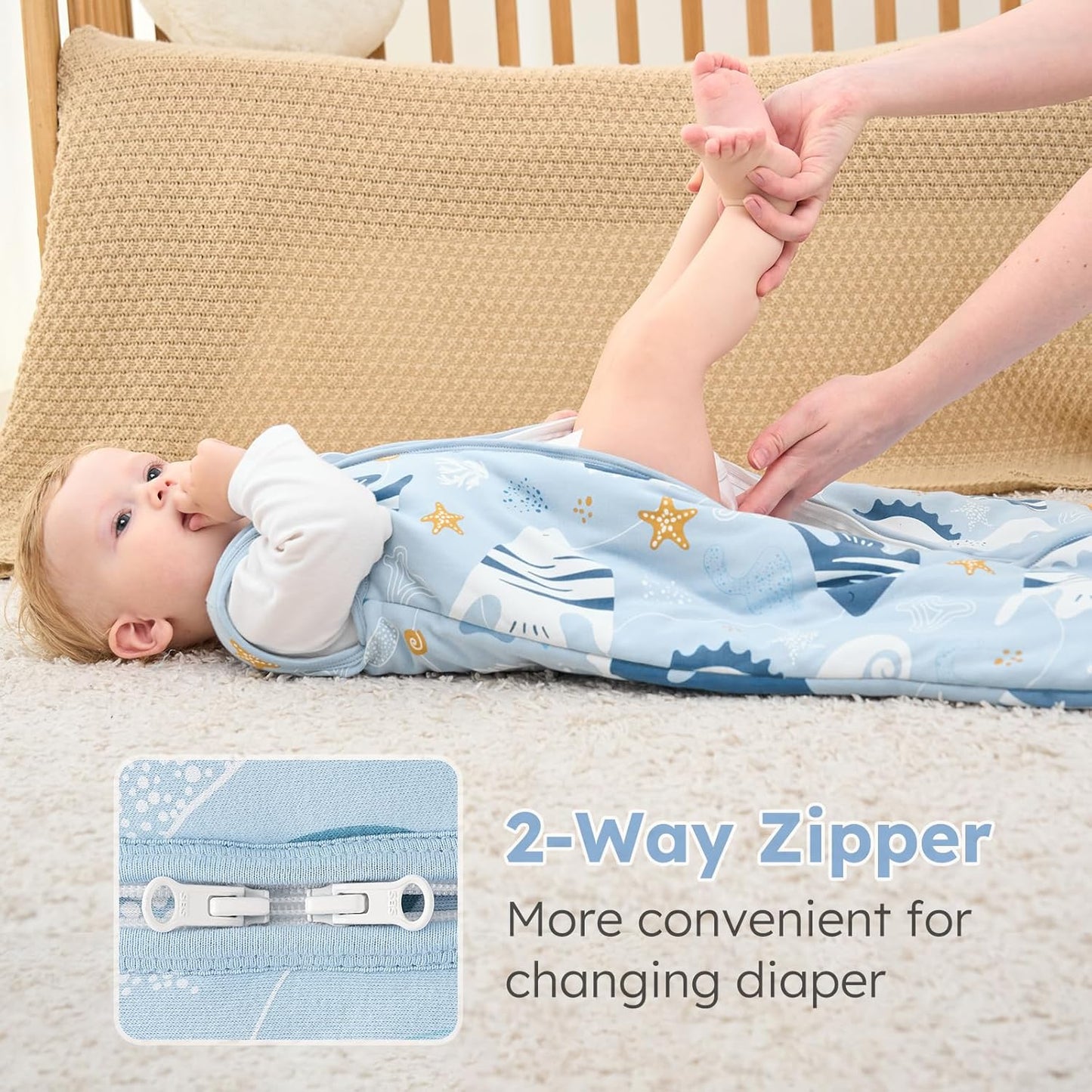Yoofoss Baby Sleep Sack - 0-6 Months TOG 2.5 Wearable Blanket | 100% Organic Cotton, Soft & Warm