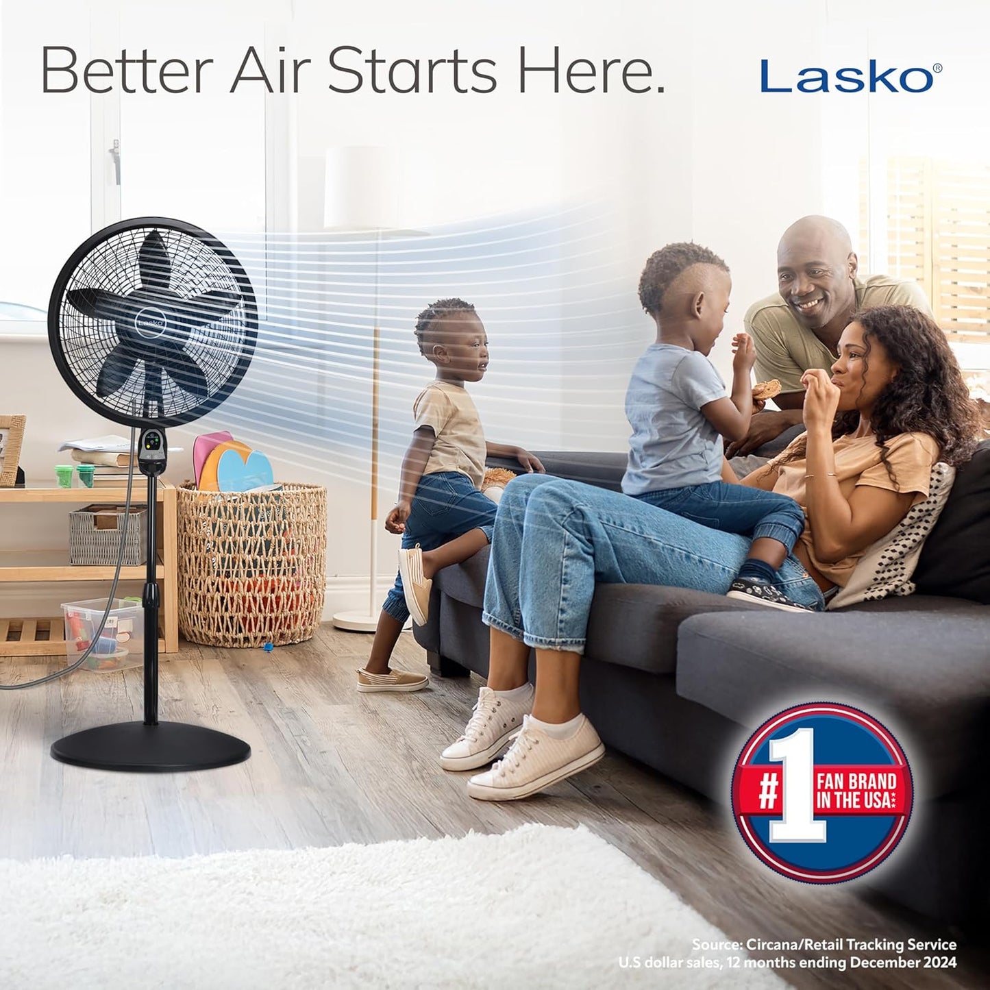 Lasko Oscillating Cyclone Pedestal Fan - Adjustable Height, Remote Control, 3 Speeds | 18" Black