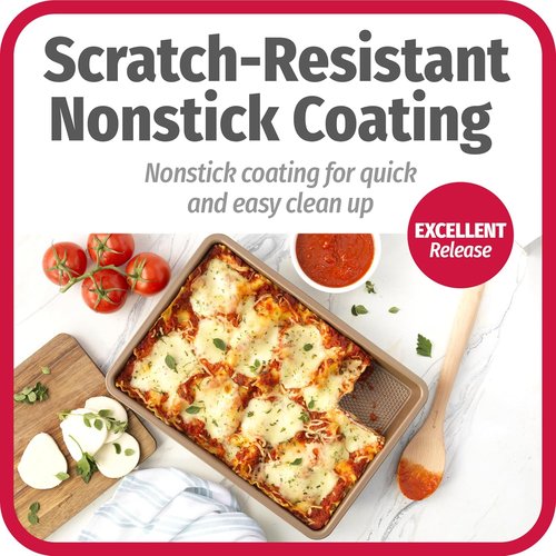 GoodCook BestBake Nonstick Bronze Baking Pan - 9" x 13" Textured Carbon Steel | Scratch-Resistant & Easy Cleanup