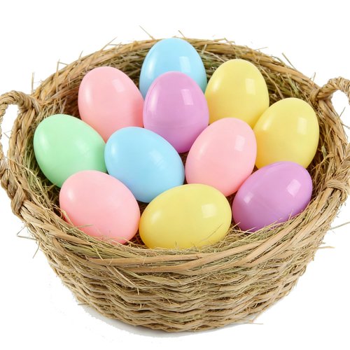 Higoala Pastel Color Easter Eggs， 24 Piece Colorful Plastic Easter Eggs，Plastic Eggs Fillable Empty for Gift Baskets or Egg Hunt-3.15"