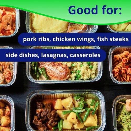 IDL Packaging Half-Size Aluminum Steam Table Pans - Shallow Disposable Foil Pans with Lids | 13" x 11" x 1.5" (Pack of 10) for Grilling, Roasting, and Baking
