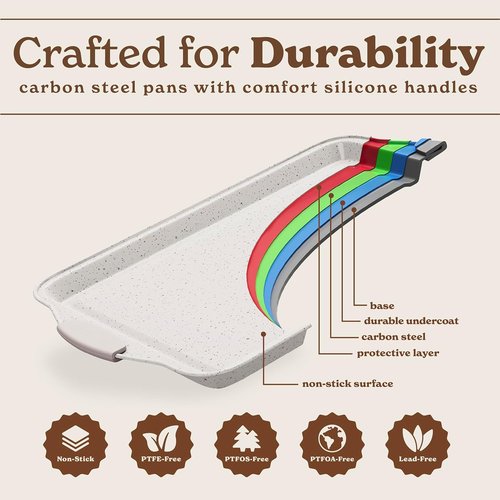 Country Kitchen Nonstick Bakeware Set - Heavy Duty & Easy Release, Cream | 4-Piece Stackable Set