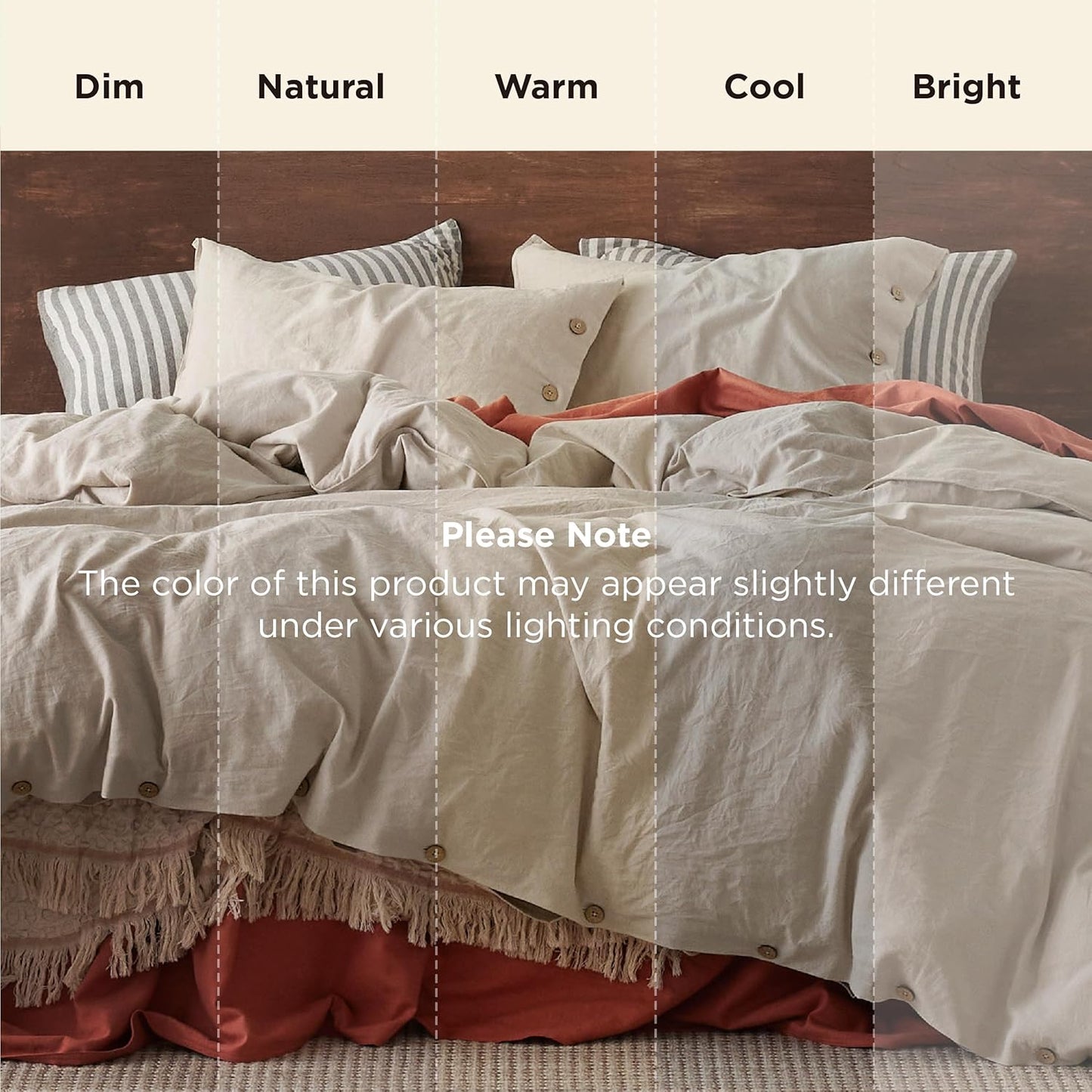 Bedsure Linen Duvet Cover Queen - Breathable Linen Cotton Blend Bedding Set for Hot Sleepers | 3-Piece in Linen Color