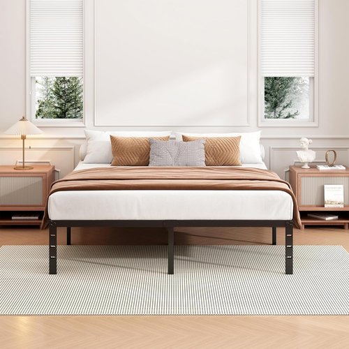 Hafenpo 18 Inch Full Bed Frame - Sturdy Metal Platform with Easy Assembly & Under Bed Storage | Black