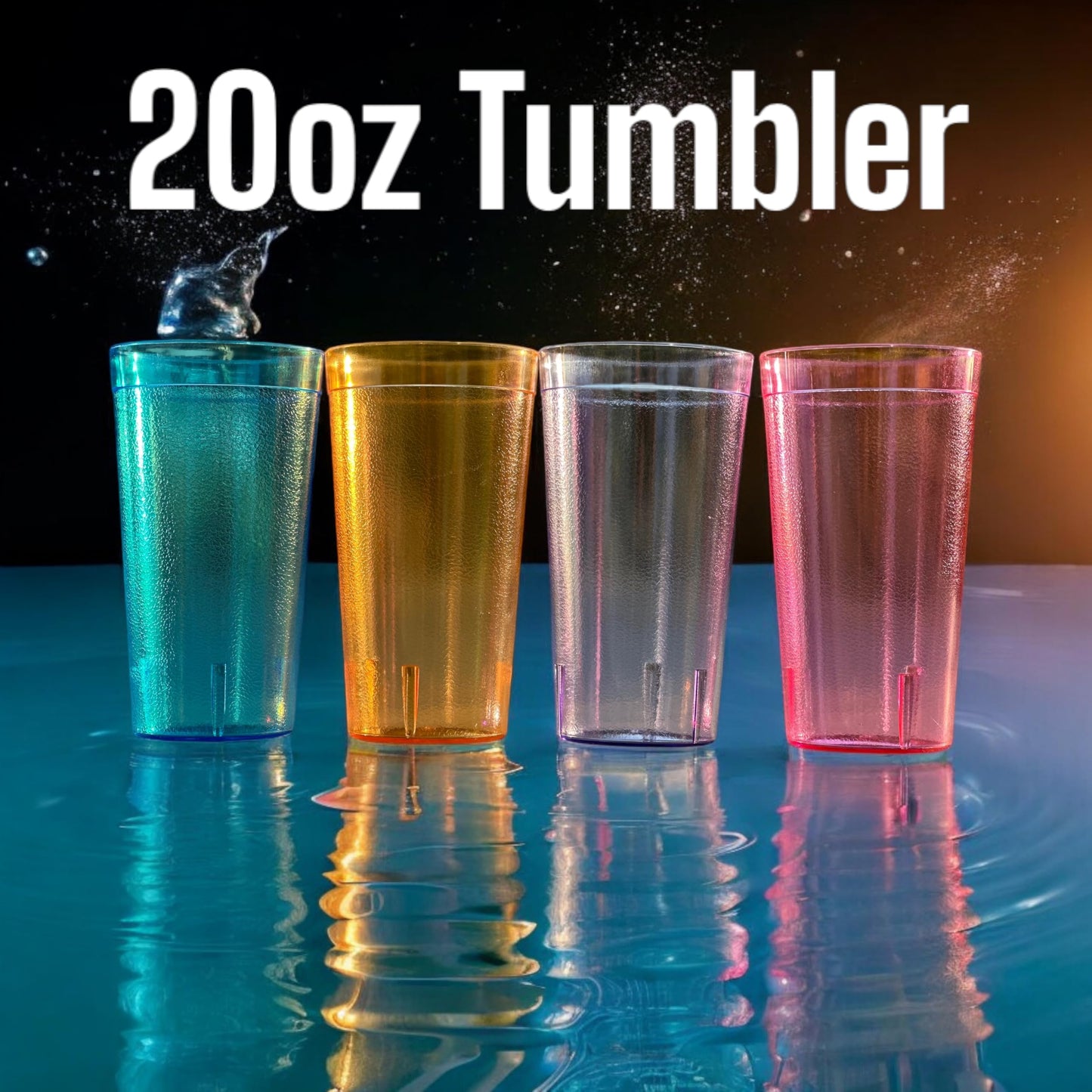 Oojami Set of 8 Plastic Tumblers, 20-Ounce Reusable Cups, BPA-Free & Shatterproof, Stackable Restaurant-Style Drinking Glasses for Water, Juice, and Everyday Use, Dishwasher Safe 20 oz