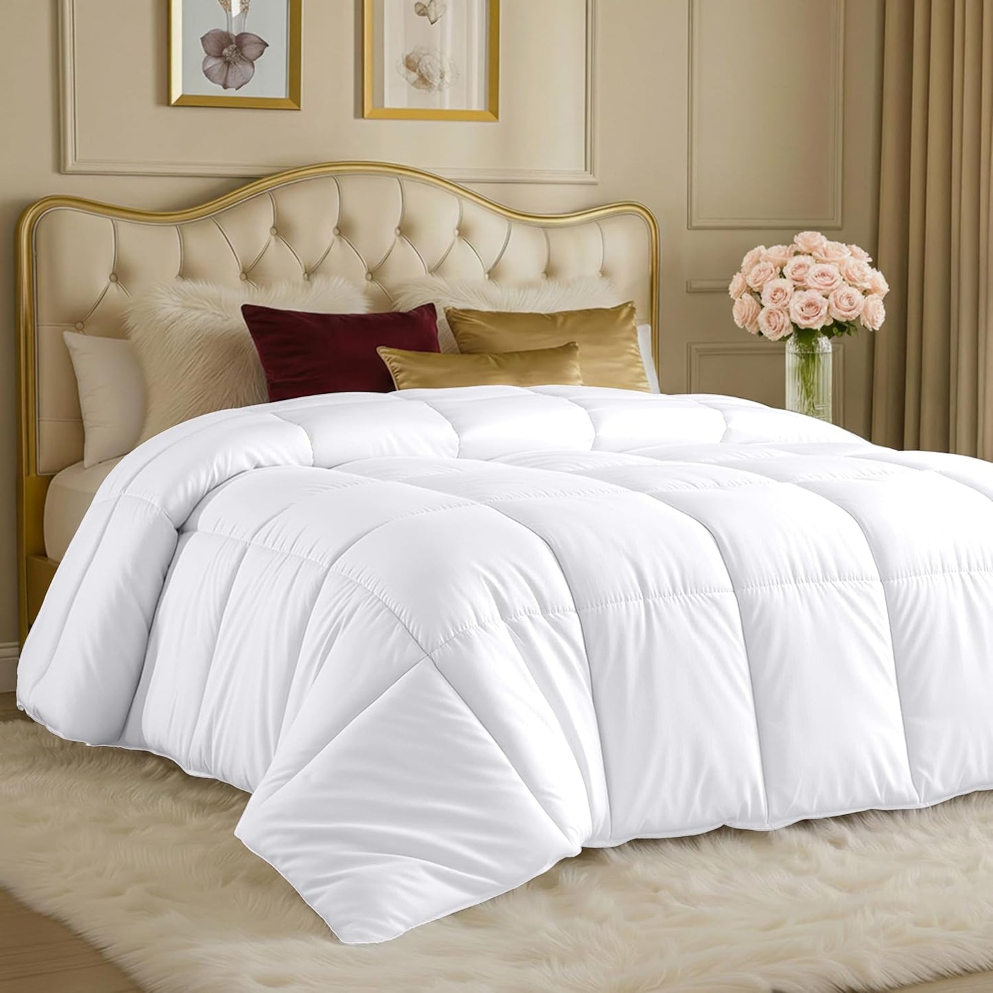Utopia Bedding Queen Comforter - All Season Down Alternative Duvet Insert, Machine Washable (White)