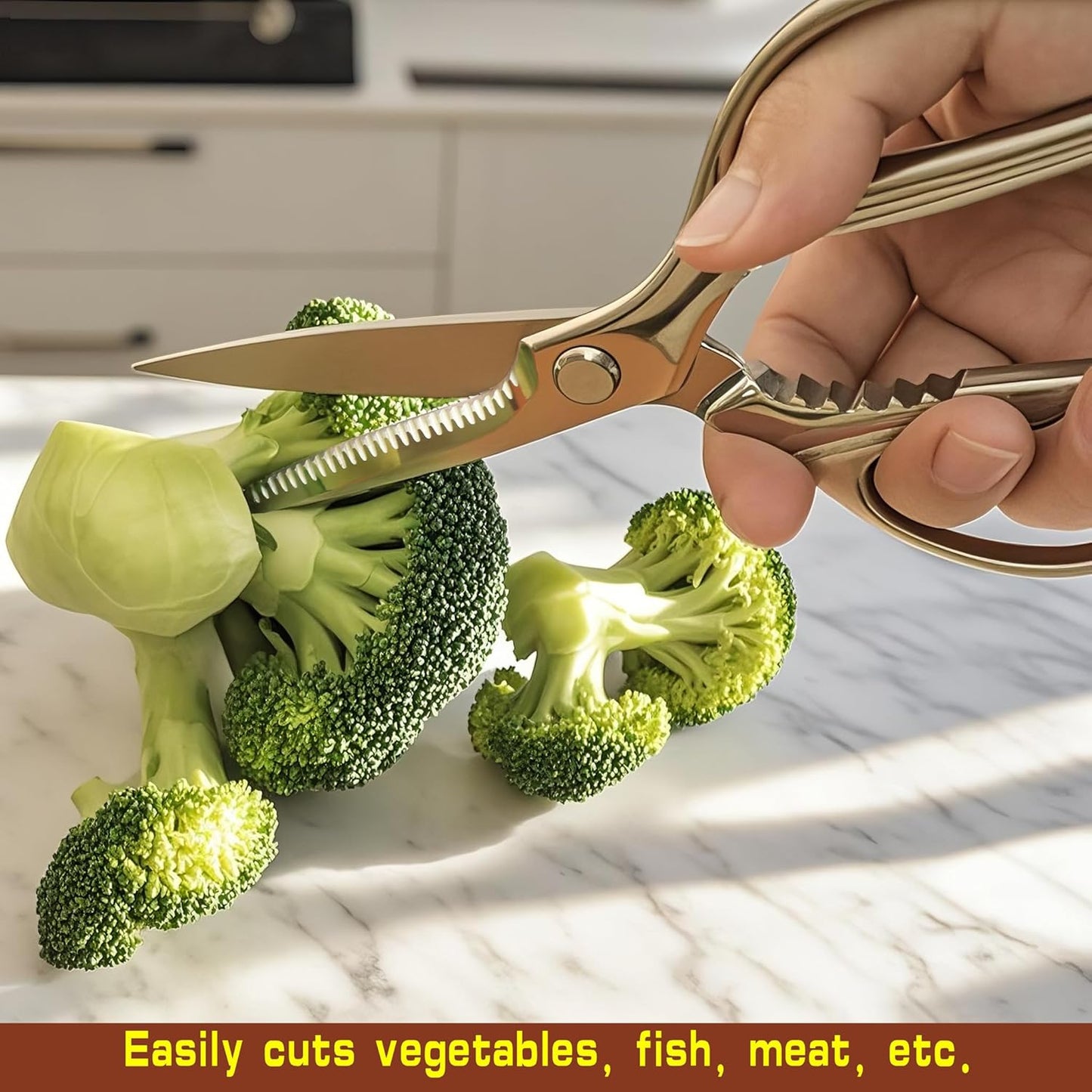 Skiennix Stainless Steel Kitchen Shears - Heavy Duty All-Purpose Scissors for Meat & Vegetables | 8 Inch, Dishwasher Safe