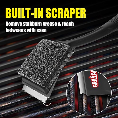 GRILLART Grill Brush - Ultra Safe & Efficient Bristle-Free Cleaner with Water Dunk Basin