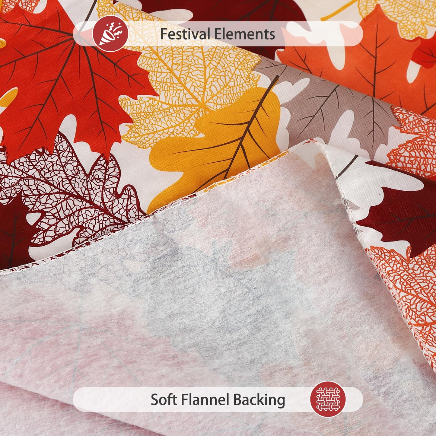 NESAYVER Fall Vinyl Tablecloth with Flannel Backing for Rectangle Tables 52x70 Inches,Waterproof Wrinkle & Stain Resistant Thanksgiving Decorations Fit for Dining Parties Buffets Weddings,Maple Leaves