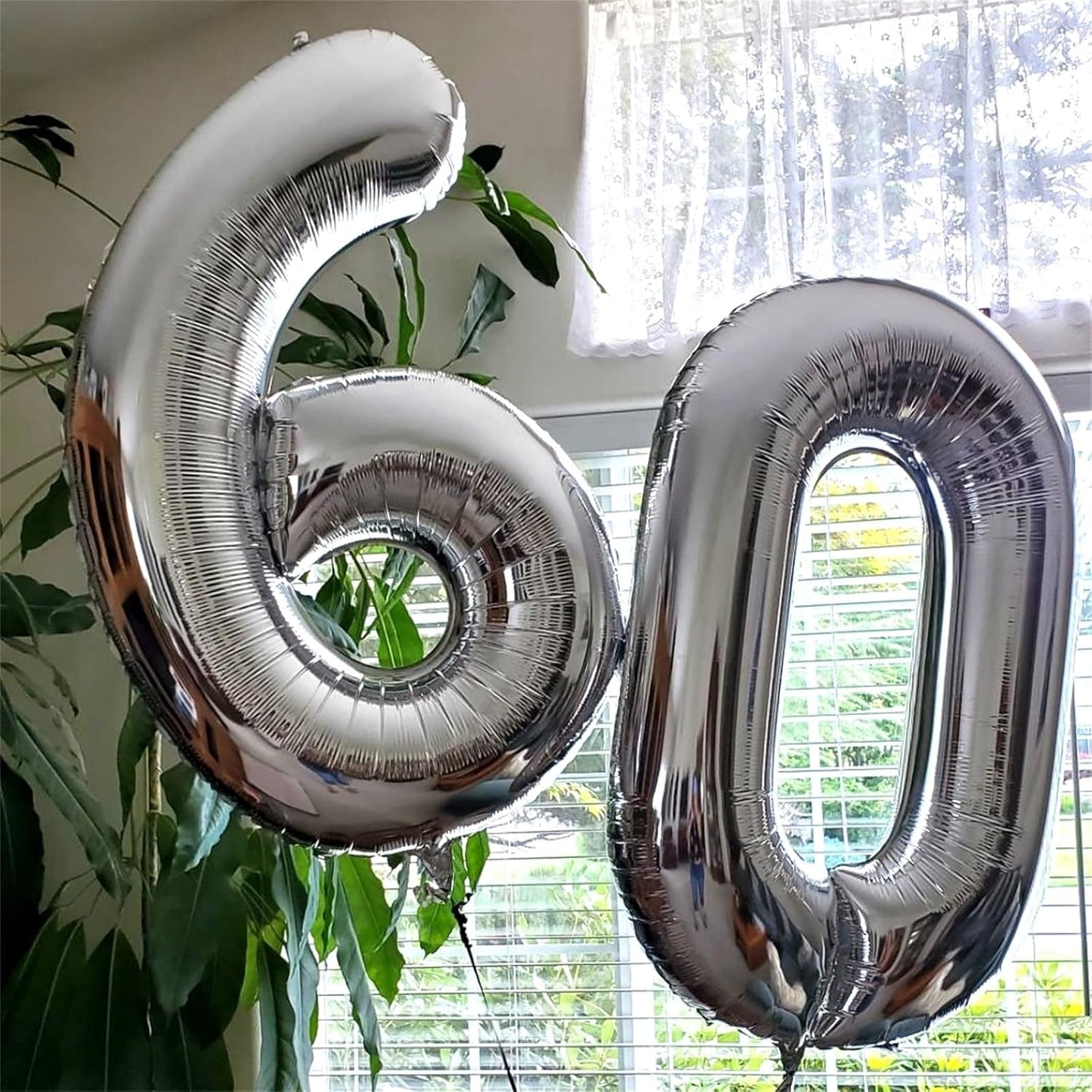 Skiennix 40-Inch Silver Foil Number 0 Balloon - Giant Self-Inflating Helium Decoration for Parties