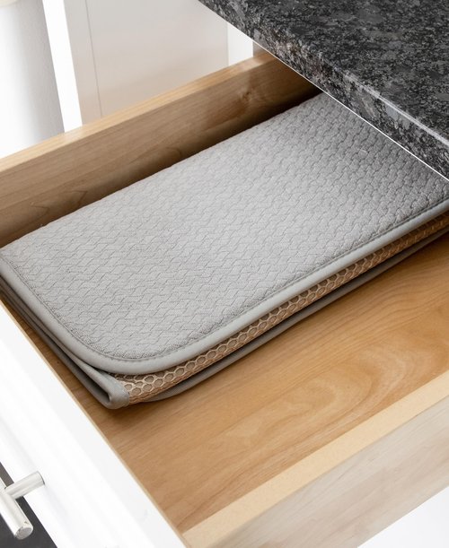 All-Clad Premium Reversible Dish Drying Mat for Kitchen: 16" x 28" Ultra-Absorbent, Long-Lasting, No Condensation, and Oversized for Large Pots and Pans - 1 Pack, Titanium