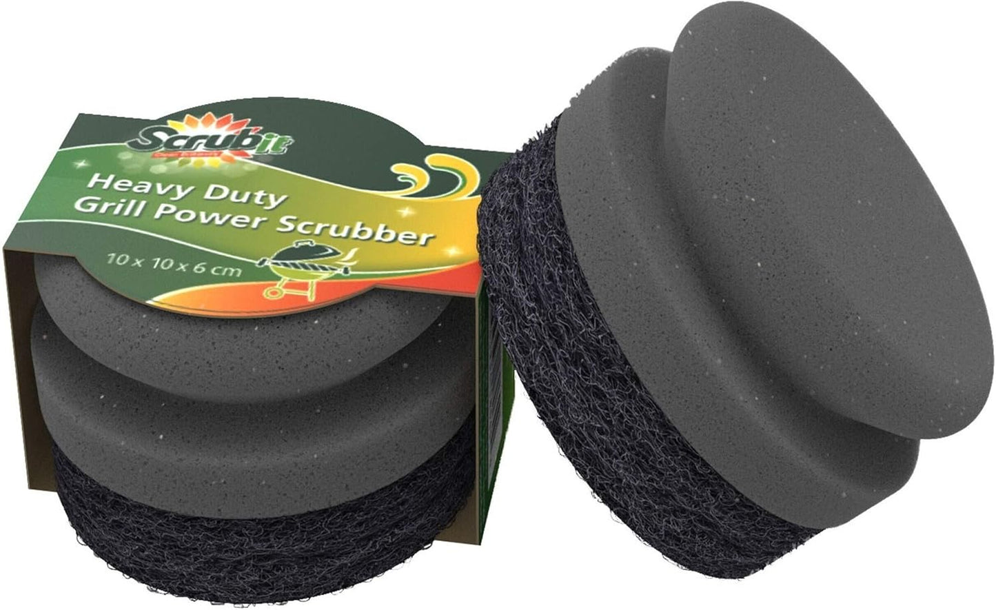 SCRUBIT Grill Cleaning Brush - Heavy-Duty Bristle-Free BBQ Cleaner with Safe Scrubber Pad | 2 Pack