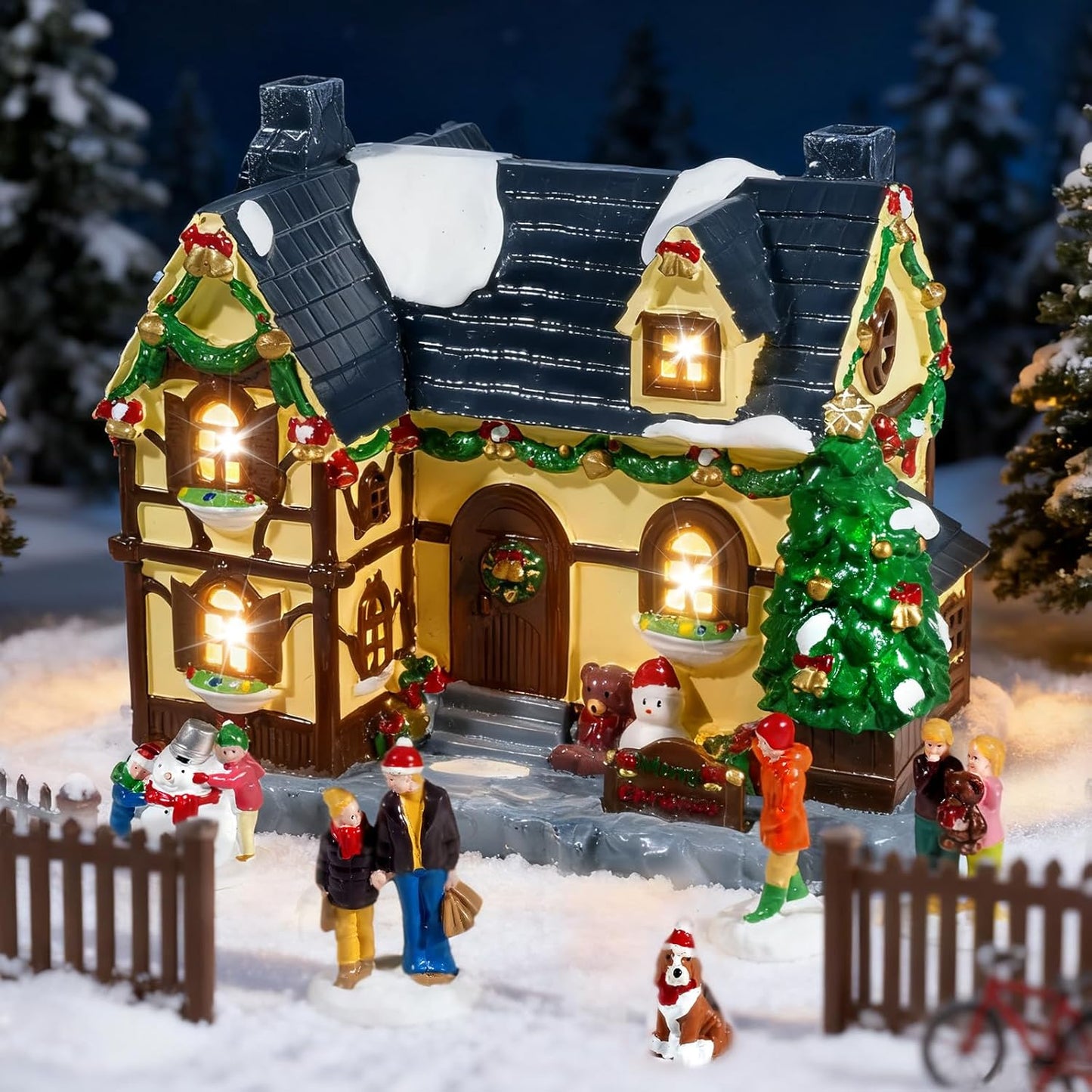Regine Switzerland Hand-Painted Christmas House - Collectible Village Decor with Snowman