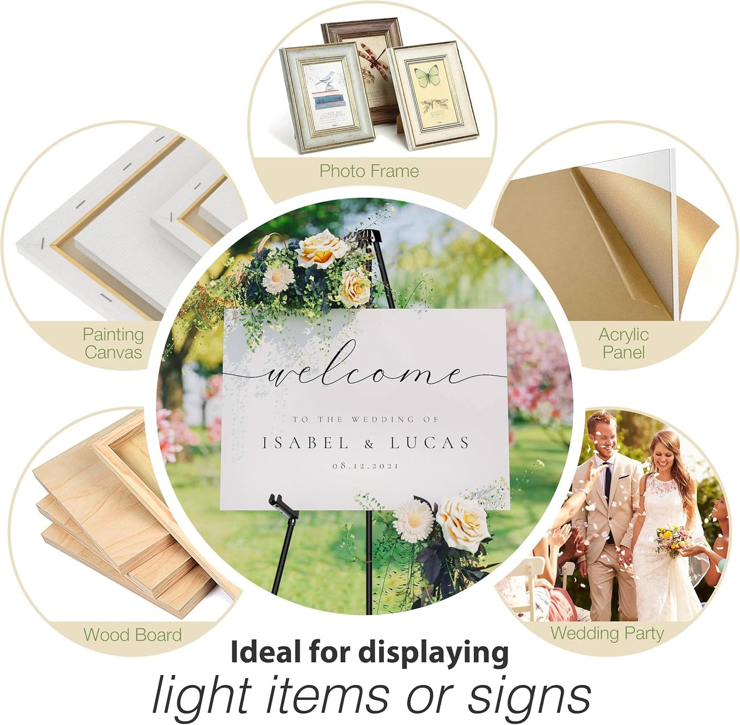 Regine Switzerland 63" Adjustable Metal Easel Stand - Perfect for Wedding Sign Display & Art