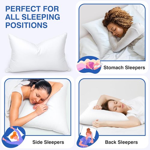 Feather Pillows by [Brand Name] | Queen Size Set of 2 - Soft Goose Down Hotel Bed Pillows with 600 Thread Count Cotton Cover for All Sleepers