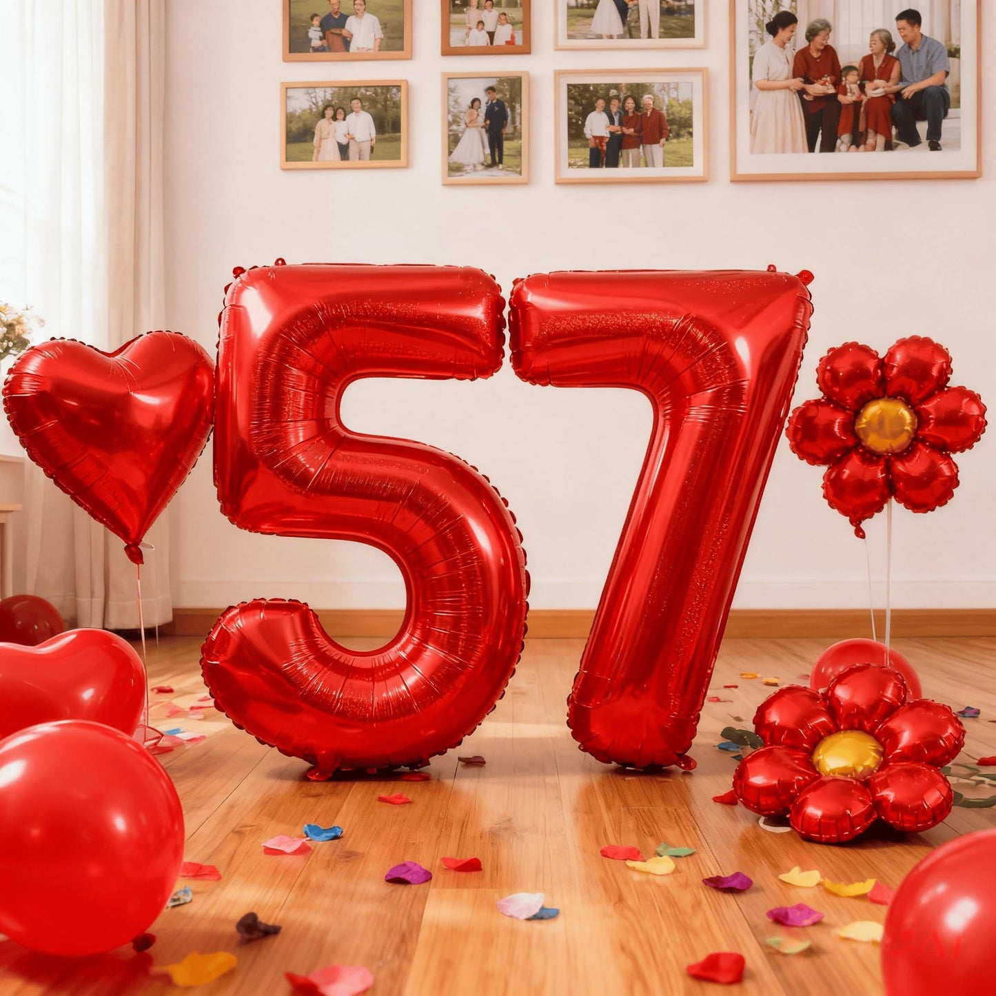 Laser Red 7 Balloon, Number Balloons 40 Inch, 7th Birthday Decorations for Girls Kids, Party Decoration for Women, Number 7 Balloon