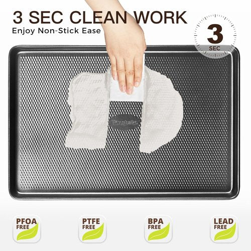 HONGBAKE Jelly Roll Pan - Non-Stick Baking Sheet with Diamond Texture | Heavy Duty 15x10 Dark Gray
