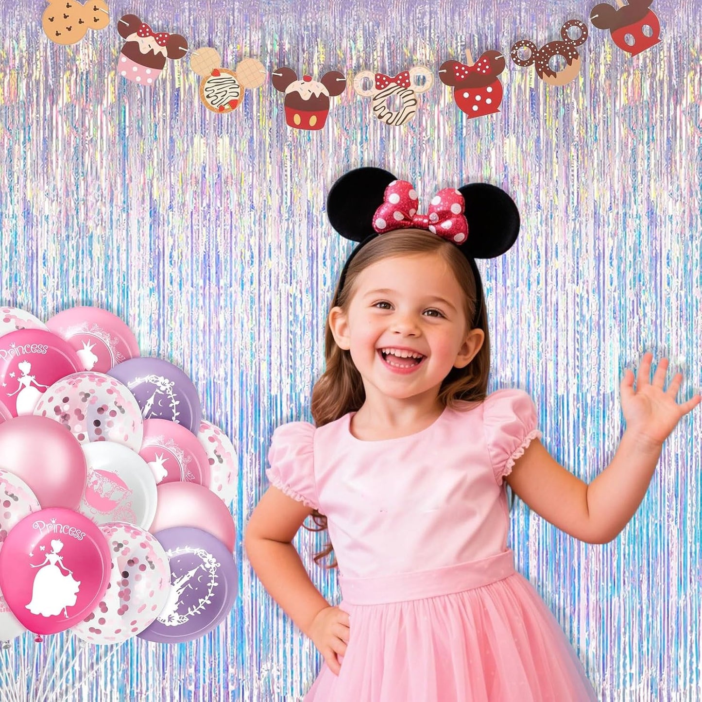 Sparkling Iridescent Party Decorations | Fringe Backdrop Tinsel Curtains - 3.28x6.56ft, 2 Packs