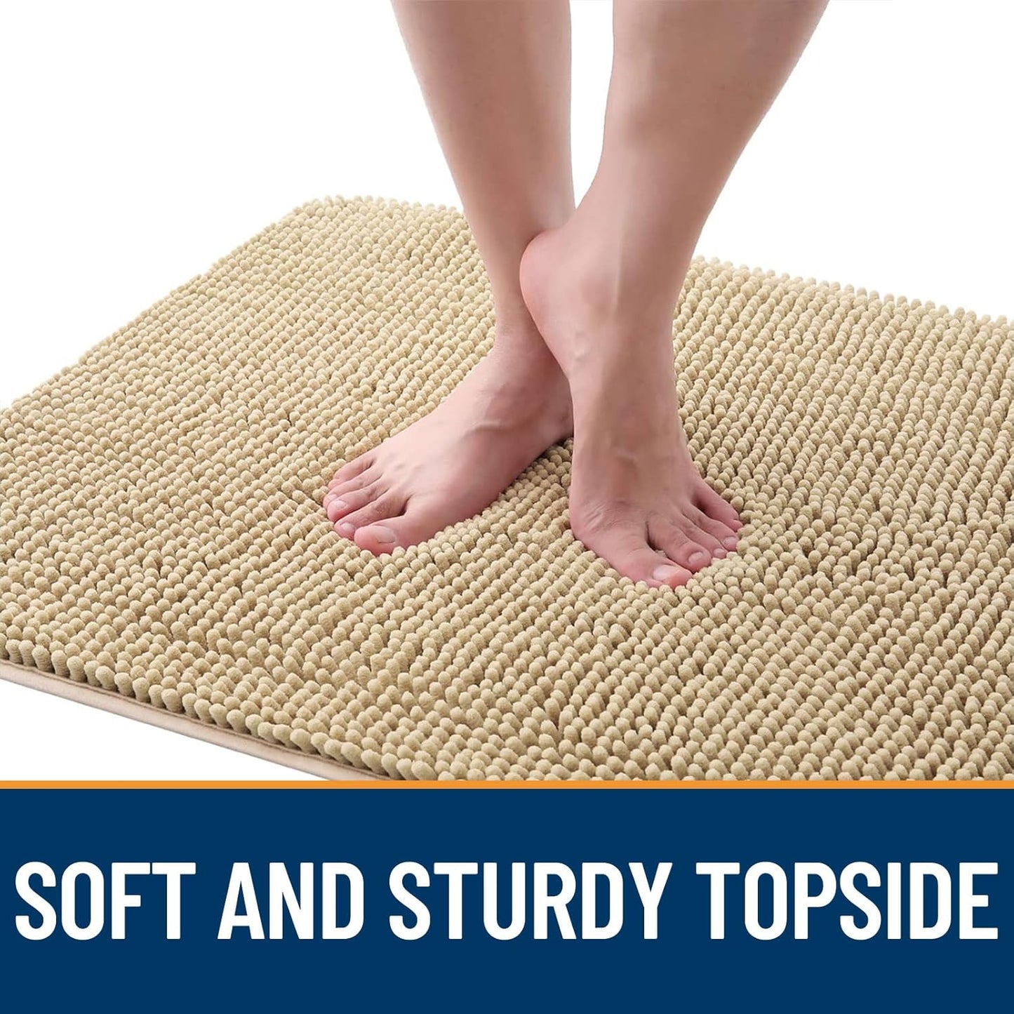 OLANLY Dog Door Mat - Absorbent Non-Slip Chenille Mat for Muddy Paws | 70x35, Quick Dry, Beige
