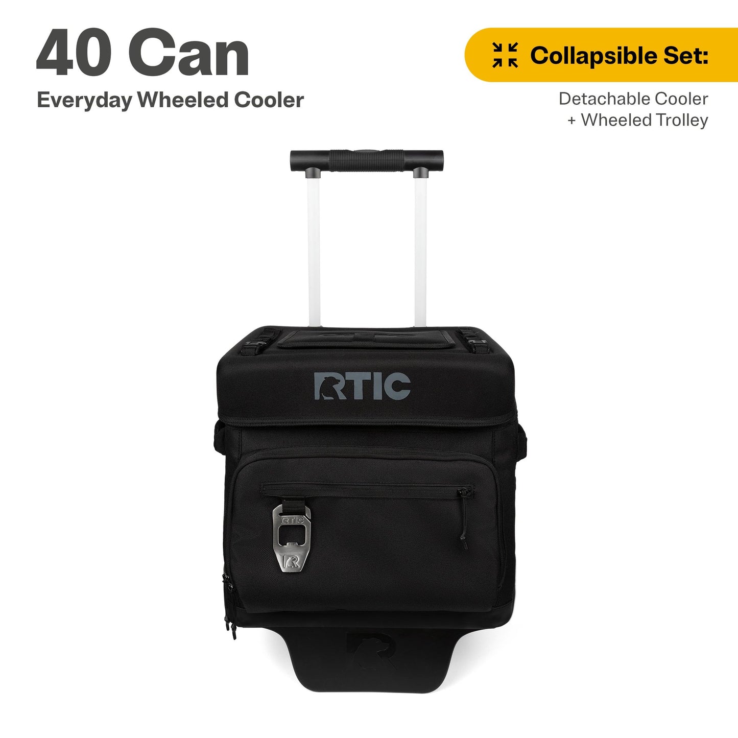 RTIC 40 Can Everyday Wheeled Cooler, Soft Sided Insulated Portable Rolling Collapsible Cooler Bag with Wheels and Handle for Outdoor, Beach, Camping, Sports, Travel, Leakproof, Sand
