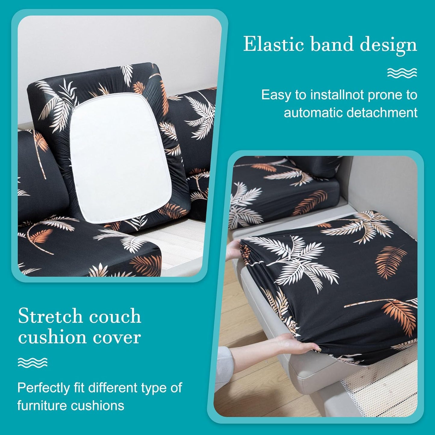 Skiennix 12-Piece Stretch Patio Cushion Covers - Washable Outdoor Sofa Slipcovers in Coconut Trees
