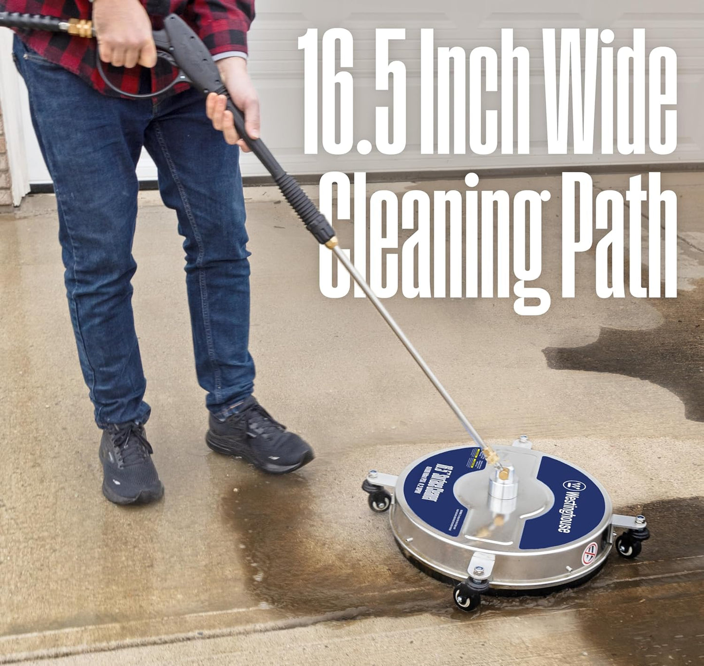 Westinghouse 16.5” Pressure Washer Surface Cleaner - Stainless Steel, 4400 Max PSI | Fits Gas & Electric Washers