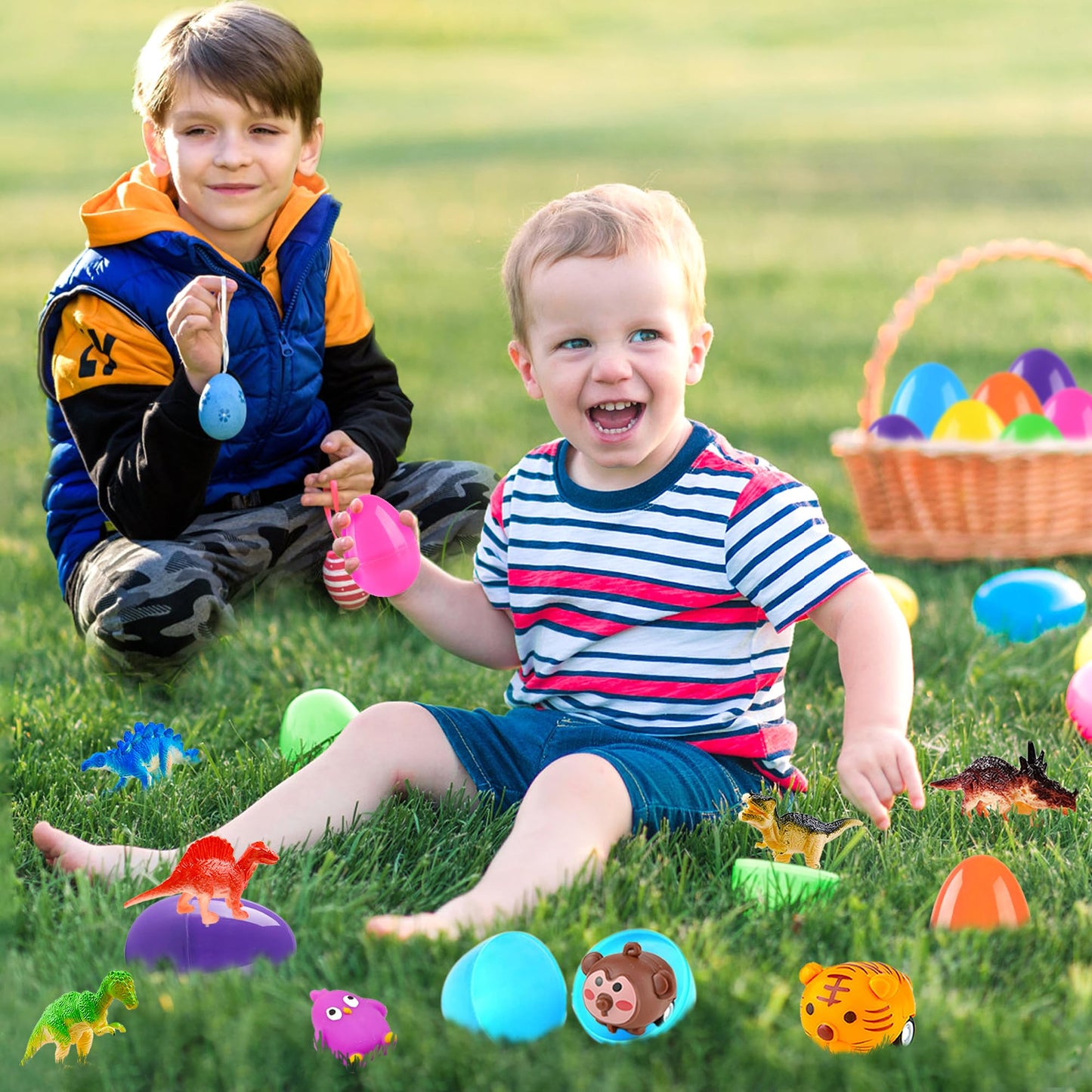 bider 318 pcs Easter Eggs with Toys inside Bulk filled Easter Basket Stuffers Egg Hunt Easter Party Favors for Kids Toddlers Boys Girls 100 pack