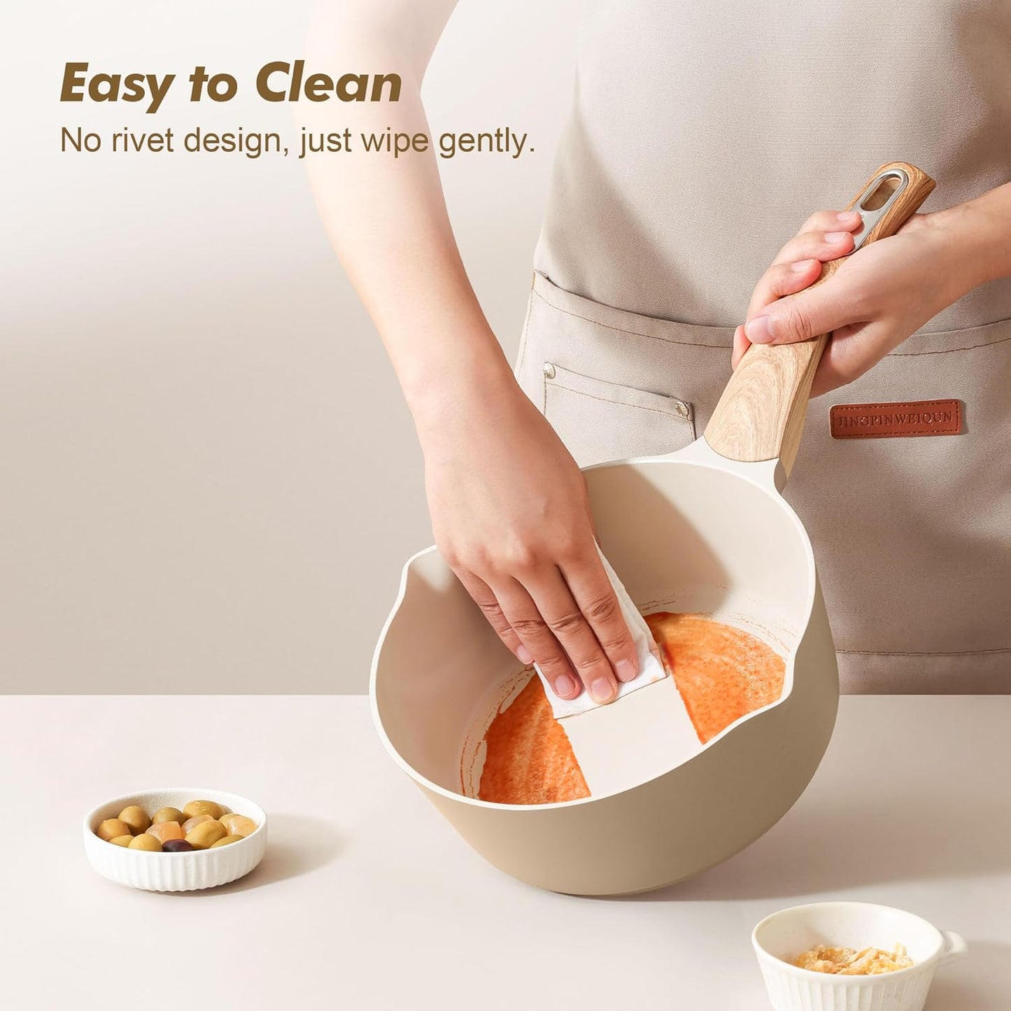 SENSARTE Nonstick Ceramic Saucepan - 1.5 Quart Cooking Pot with Lid & Stay-Cool Handle | PFOA Free
