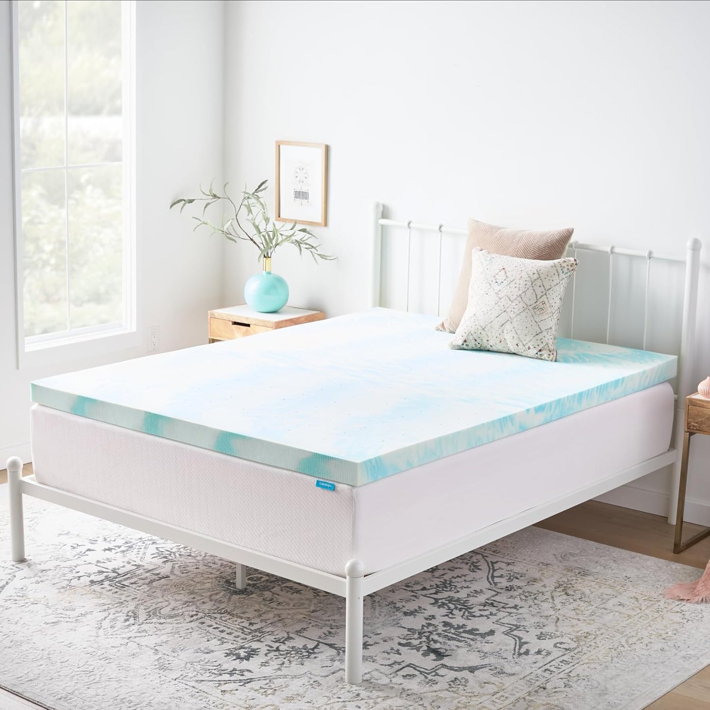 Linenspa 3 Inch Gel Memory Foam Mattress Topper - Cooling & Ventilated Queen Size - Pressure Relief & CertiPUR Certified