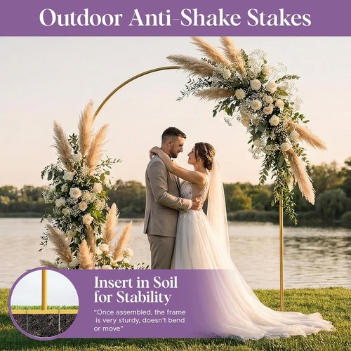 Gold Metal Arch Backdrop Stand Set by [Brand Name] | 3 Pack - 6FT, 5FT, 4FT for Weddings, Parties & Baby Showers