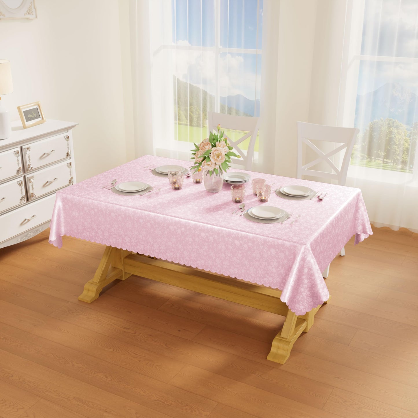 Smiry Rectangle Table Cloth, Waterproof Heavy Duty Vinyl Tablecloths, Wipeable Washable Table Cover for Kitchen and Dining Room (Dirty Pink, 60" X 84")