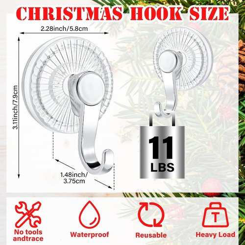 AceOrbit Suction Cup Wreath Hangers - Heavy Duty Clear Hooks for Glass Doors & Windows | 4 Pack
