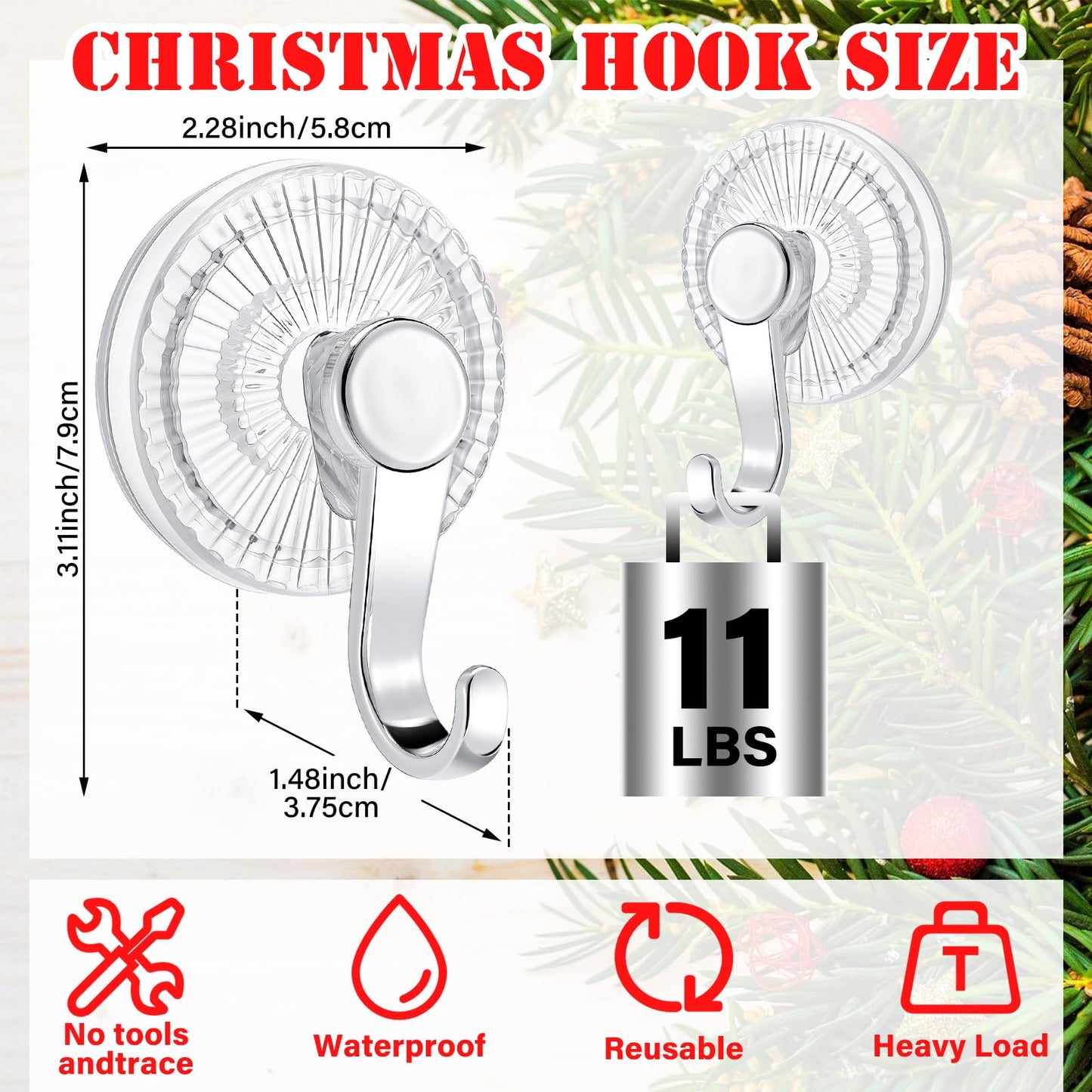 AceOrbit 4 Pack Suction Cup Wreath Hangers for Glass Front Door Heavy Duty Vacuum Suction Cup Hooks Removable Clear Wreath Holder for Window Kitchen Bathroom Shower Valentine's Decorations