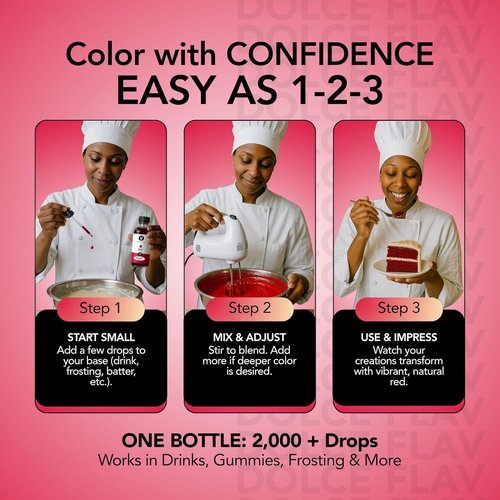 Dolce Flav Natural Red Food Coloring - Vivid Plant-Based Beet Dye | 2 oz Water-Soluble Liquid for Baking & Drinks | No Artificial Dyes, Kosher, Made in USA
