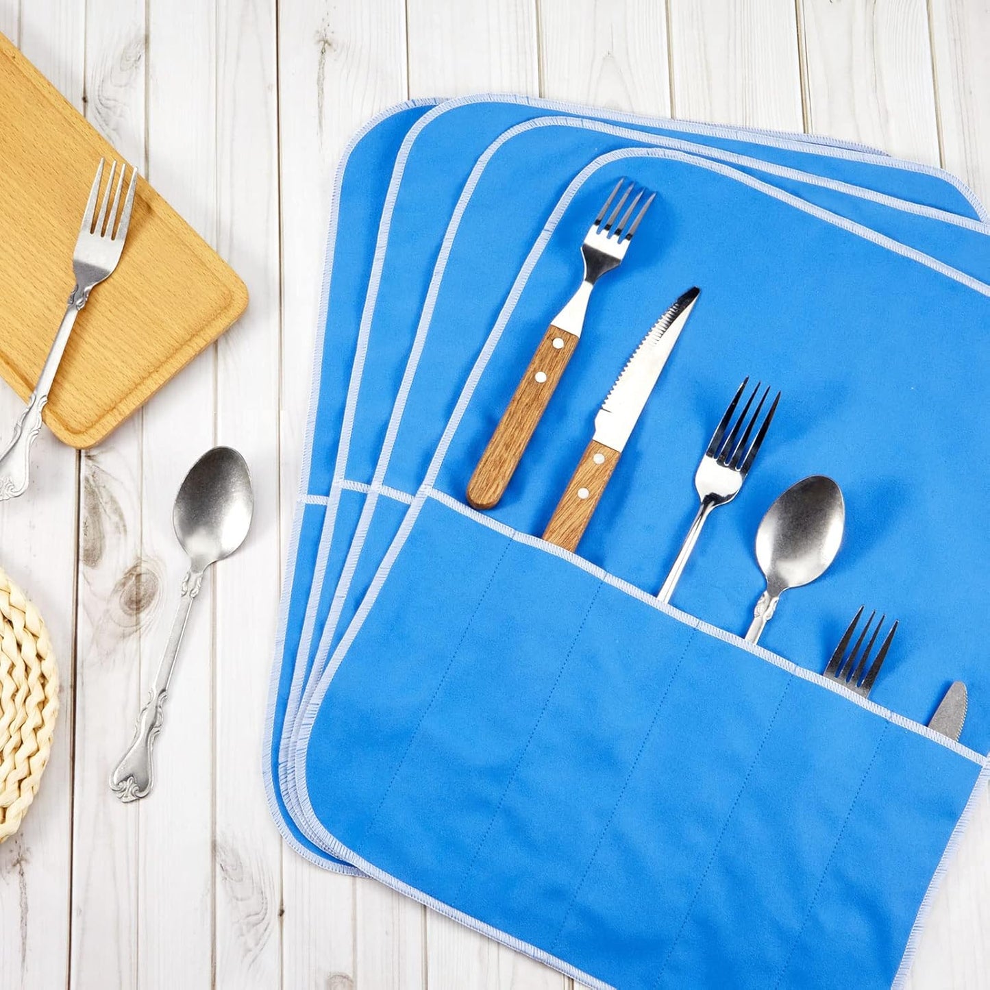 Weewooday Silver Storage Bags - Anti-Tarnish Protector for Silverware | 8-Piece Blue Organizer Set